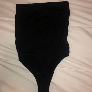 black strapless body suit